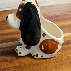 vintage hand  basset hound planter collectable Marked on bottom Japan.